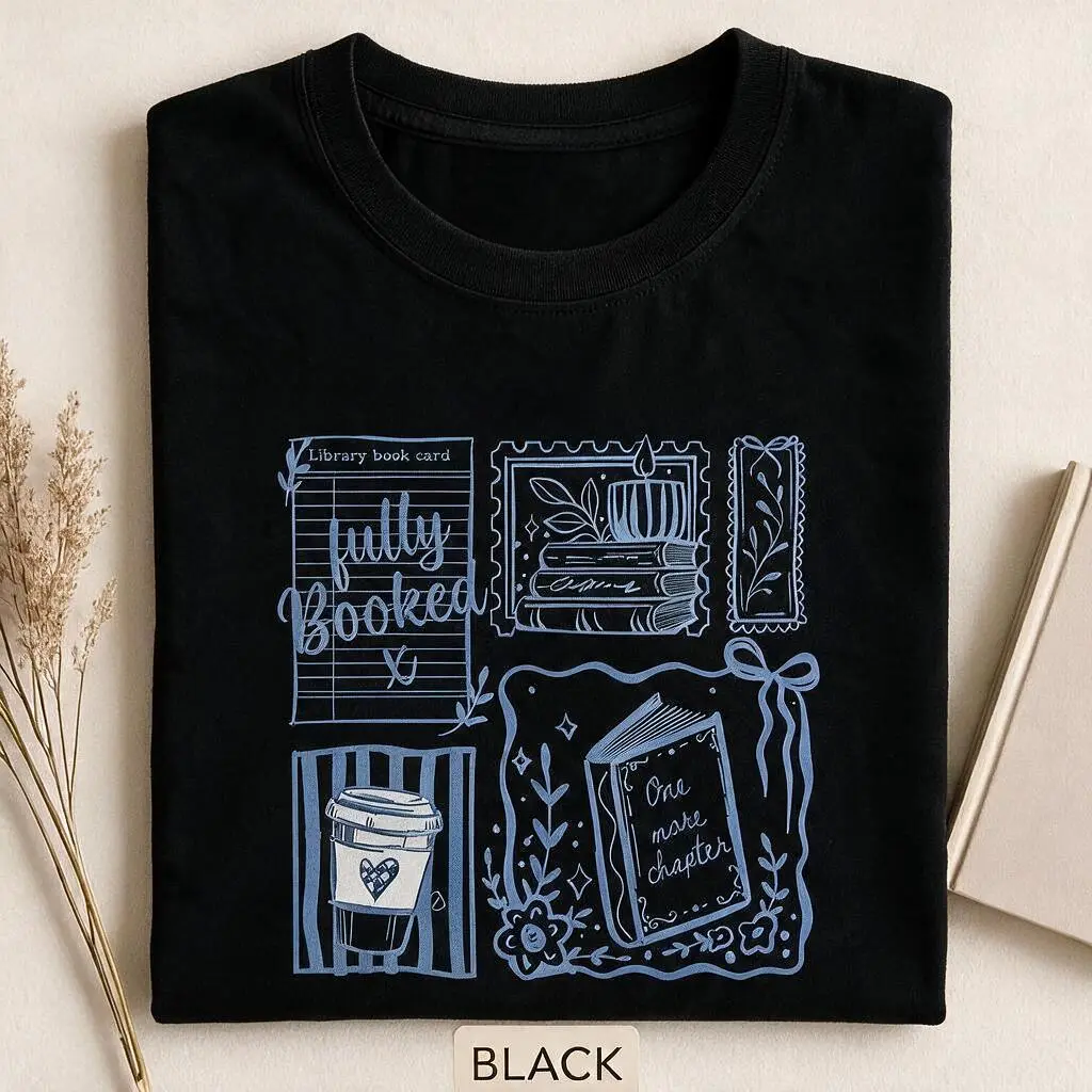 "1 More Chapter" Casual Streetwear Sports Top - Breathable Fabric Round Neck Tshirt, Bookish Literary Enthusiast Cozy Reading Gift Shirt, Shortsleeve, All Seasons, Book-Themed Art, Classic Relaxed, Cold Wash, Literary Motifs