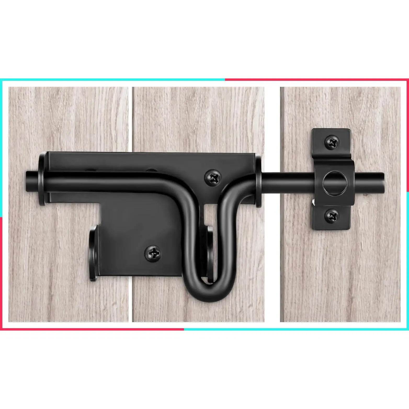 Heavy Duty Slide Bolt Gate Latch, Thickened Steel, Black Powder Coated, Padlock Hole for Extra Security, for Wood Fence, Barn, Shed, Garden Gates