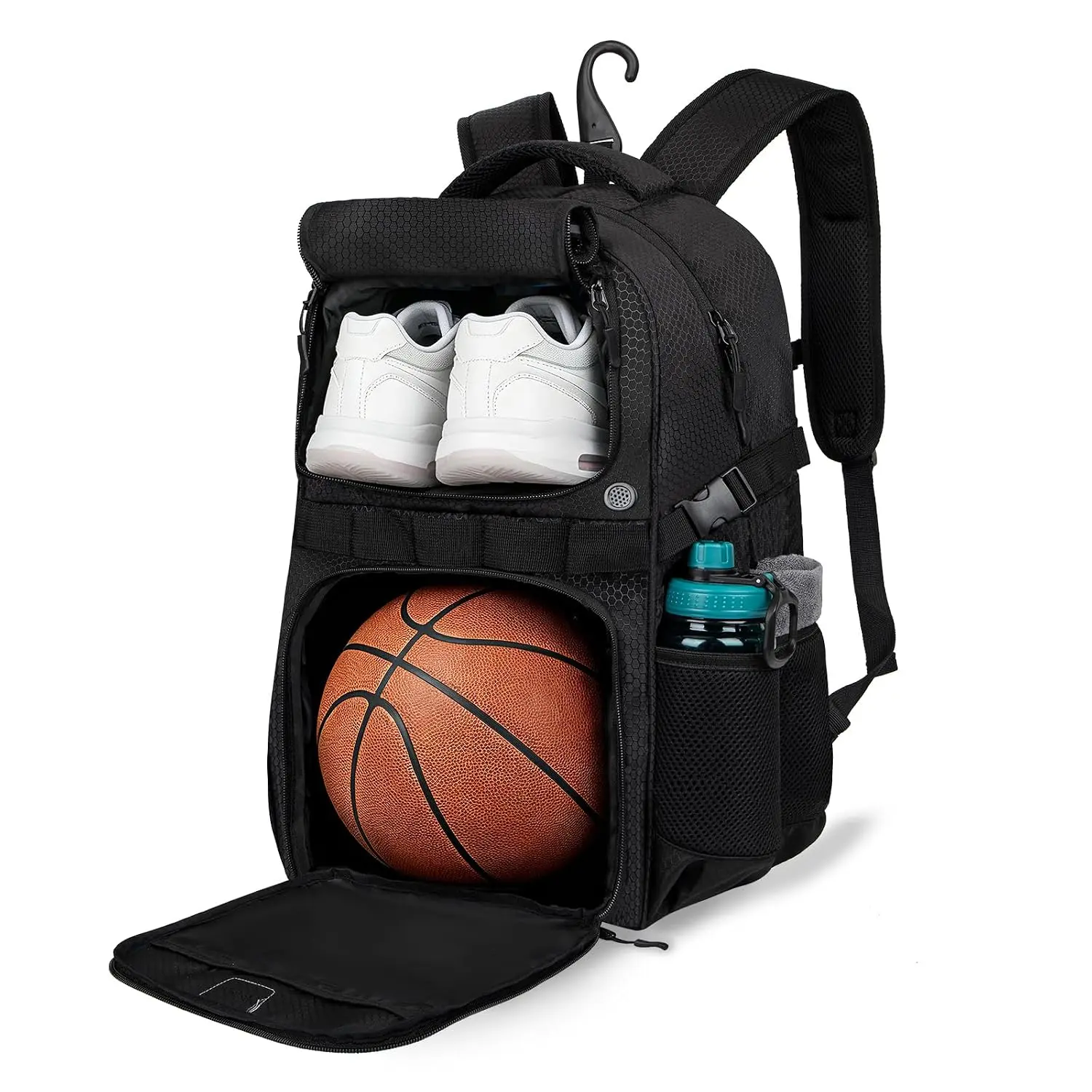Basketball Backpack with Separate Ball & Ventilated Shoe Compartment, Sports Bag with Hook for Men Women Teens Training Travel