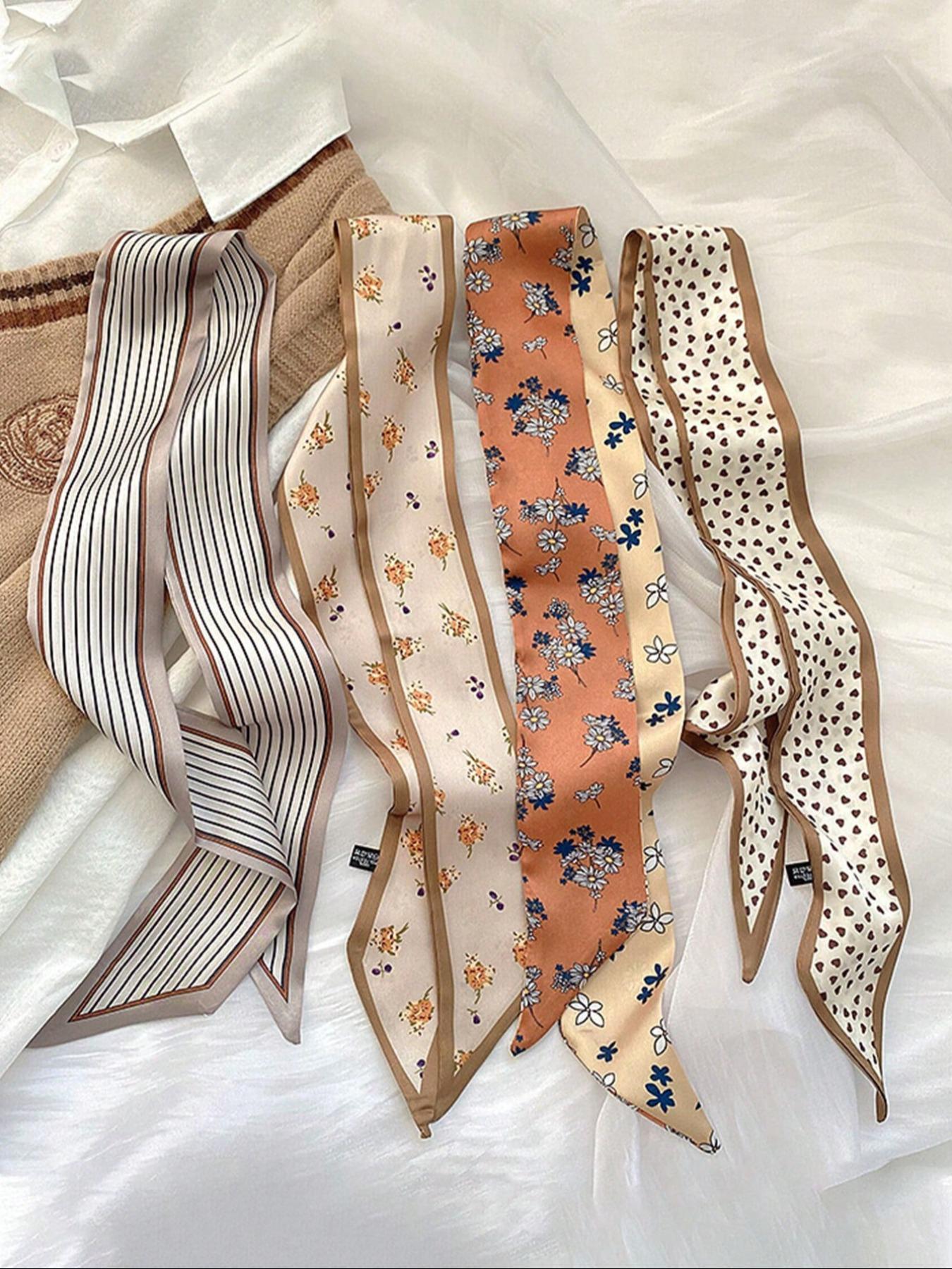 Women's Elegant Ditsy Floral & Heart & Striped Pattern Hair Band, Casual Versatile Hair Accessories for Daily Wear, Minimalist Headwear Suitable for Thick Hair, Floral Hairbands