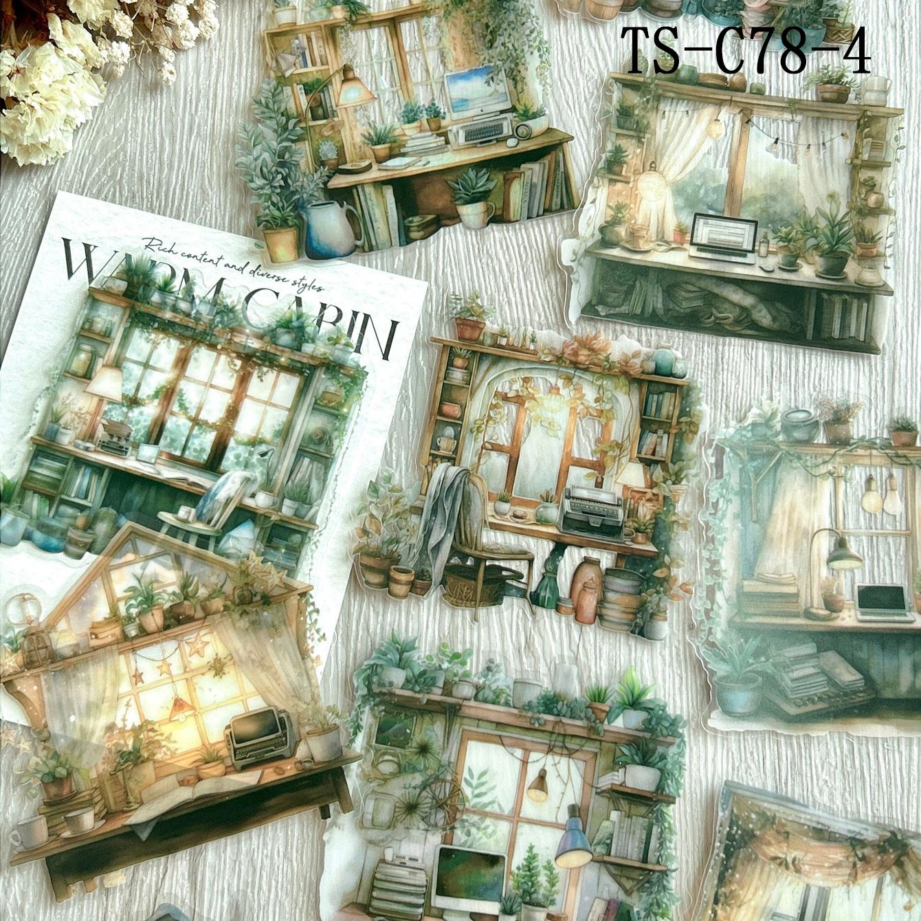 Vintage Castle & Book Pattern Decorative Sticker, 10pcs/pack Scrapbooking & Journal Making Material Paper, DIY Decorative Sticker for Christmas Gift, Crafts