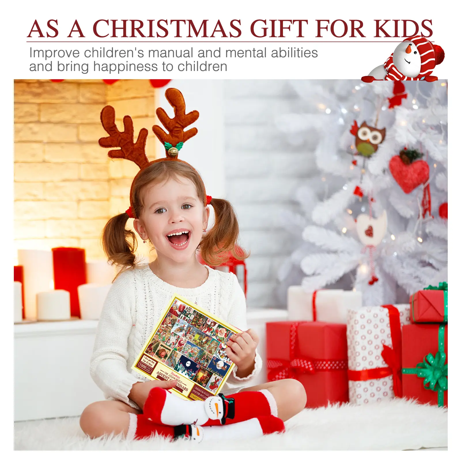 Dowmoo Creative Christmas Jigsaw Puzzle Advent Calendar, 24-Grid Daily Surprise Countdown Blind-Box Toy, Family Holiday Gift (DIY Specialty Supply)