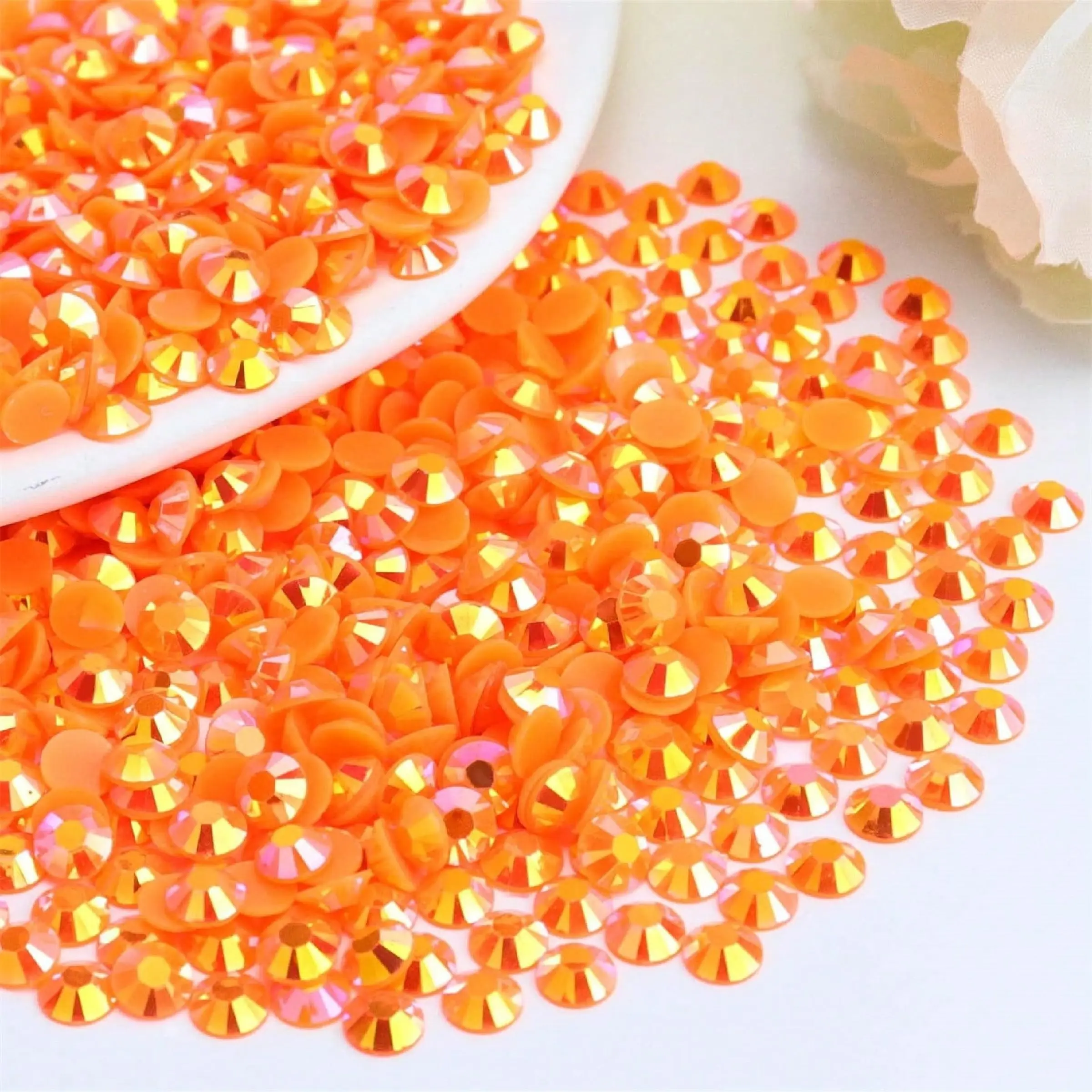 500/5000pcs 3-6mm Ab Flat-Bottomed Resin Rhinestones, Round Jelly Gemstones, Bling Rhinestone Decoration for Accessories, Shoes, Clothes, Cosmetics, Bags, Decorations