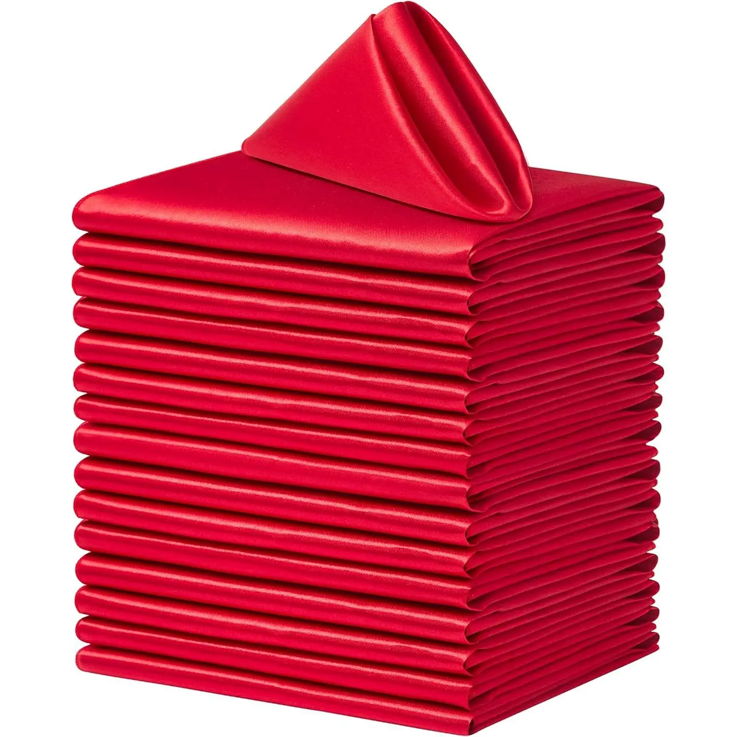 100 Pack 20x20 Inch Square Satin Dinner Napkins Silky Soft Smooth Red Table Napkins for Restaurant Wedding Banquet Party Decoration
