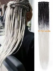 24 Inch Synthetic Dreadlock Extensions 10 Strands Hippie Single Ended Dreads Ombre Blonde 0.6 cm Width Loc Extensions Reggae Style Boho Locs Crochet Hair for Women Christmas New Year Carnival Music Festival