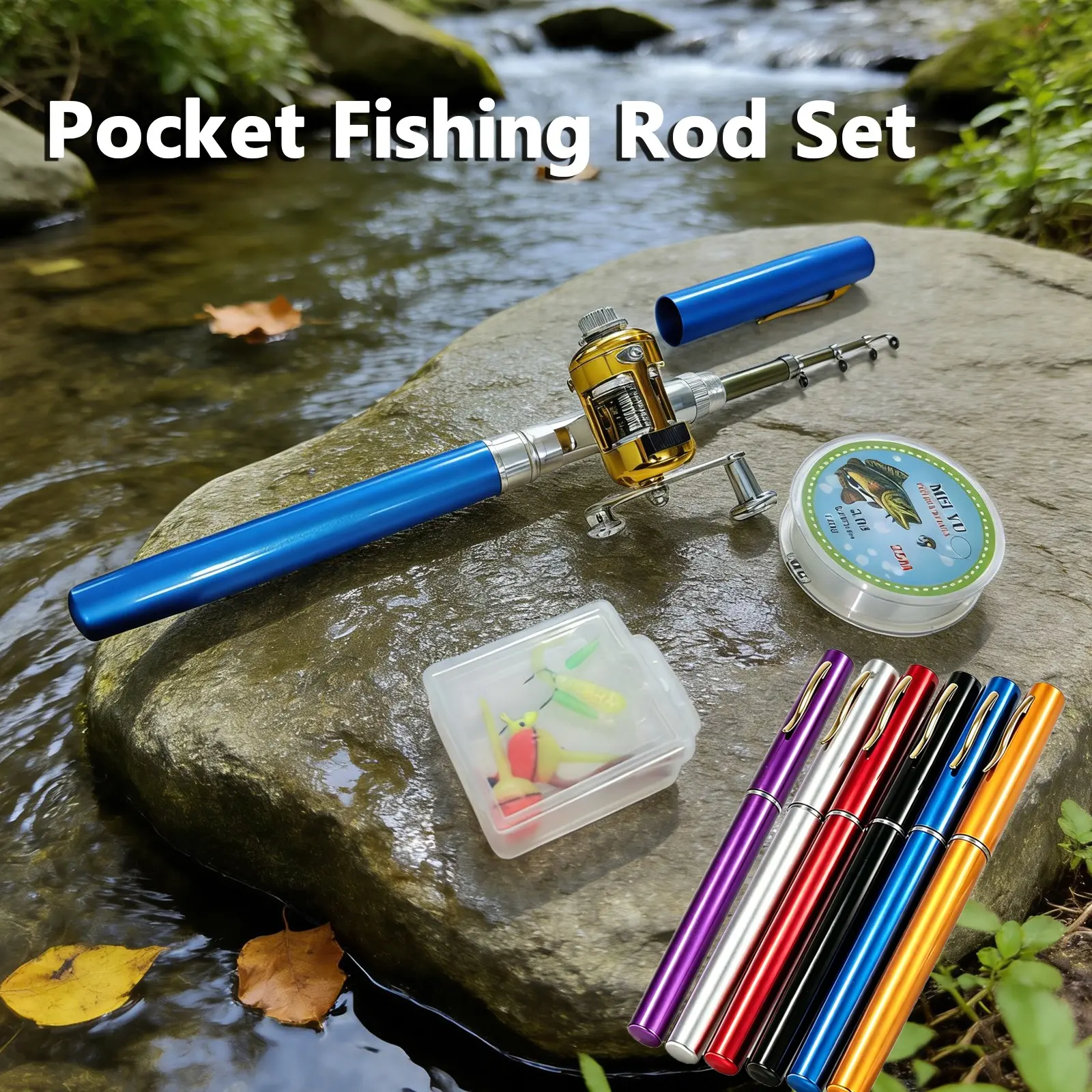 Set Portable Fishing Rod Reel Combo, Fishing Rod Combos, Outdoor Ice Fishing Rod, Durable And Lightweight, Ideal For Boat, Ice Fishing, 99cm/38.98in Fishing Rod, Reverse Lever Lock Fishing Reel, Fishing Rods And Reels, A Gift