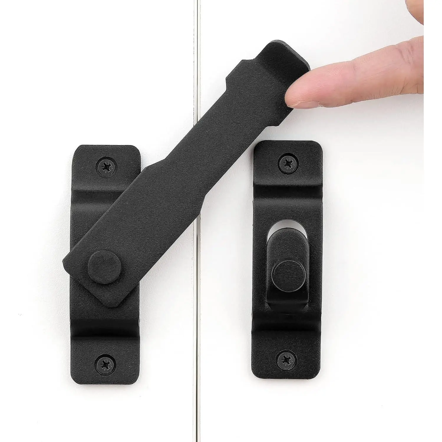 Matte Black Barn Door Latches,4.33”x 3.23” Flip Door Latch | Stainless Steel Barn Gate Bi-Fold Door Lock,Sliding Door Antique Gate  Cabinet Closet Cabinets Door Latches