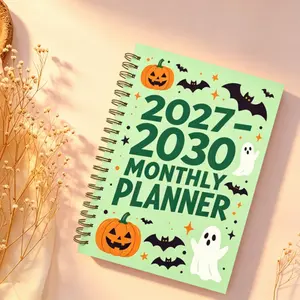 2027-2030 Monthly Planner/Calendar - January 2027 to December 2030, 4-Year Monthly Planning Schedule Book, Green Halloween Fun Theme Cover Design Diary, Annual Calendar Planning, Monthly Tabs, 48-Month Calendar, 5.5 x 8.3 Inches Thickened Paper, Elastic C