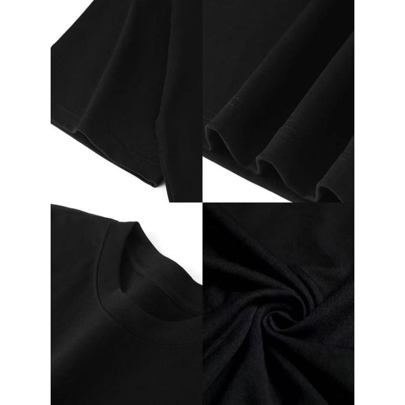 Minimalist Style Casual Cotton Short Sleeve Letter Print "Stay Sober" T-Shirt for Men Black Fabric Menswear