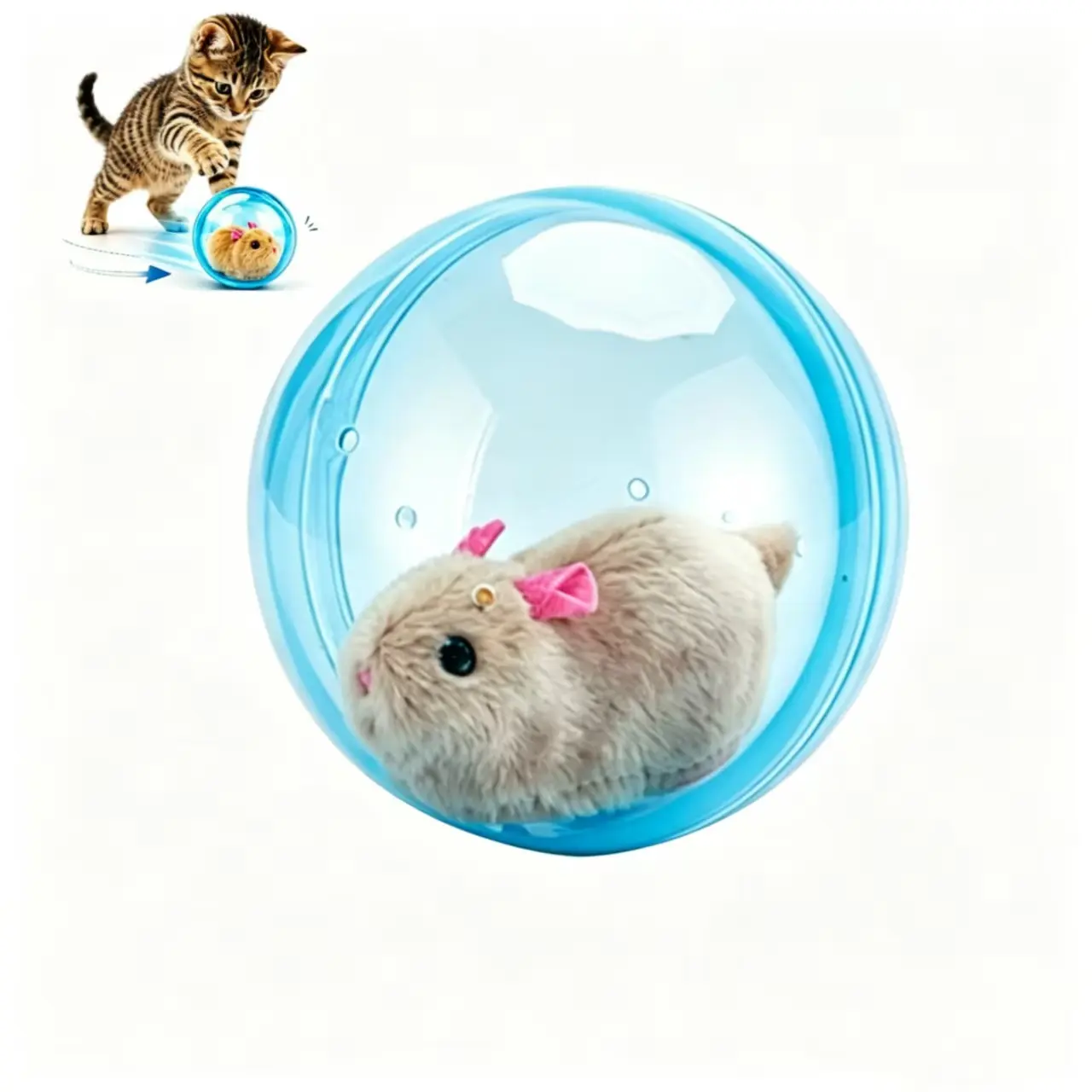 2026 New Self-Rolling Interactive Cat Ball Realistic Animal Automatic Moving Rolling Cat Ball 360° Rolling Spin Moving Cat Ball Fun Indoor Interactive Pet Ball for Kittens Cats Dogs Chasing