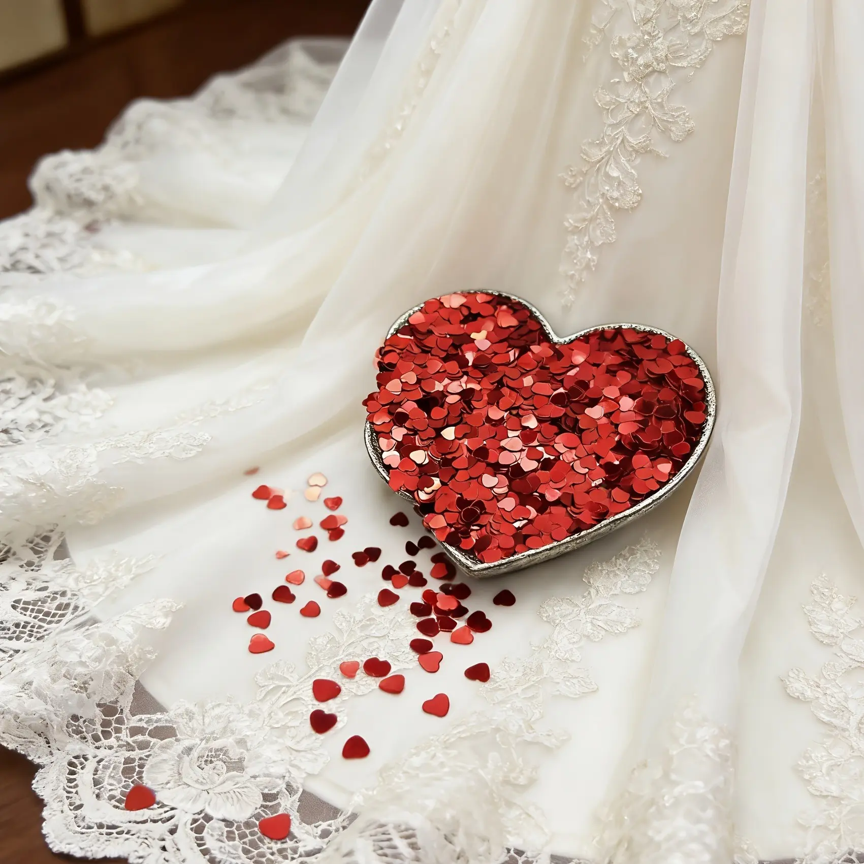 2000 Heart Shiny Foil Confetti, Metal Texture, Perfect for Valentine's Day, Wedding, Birthday, Balloon Filling, Table Decor