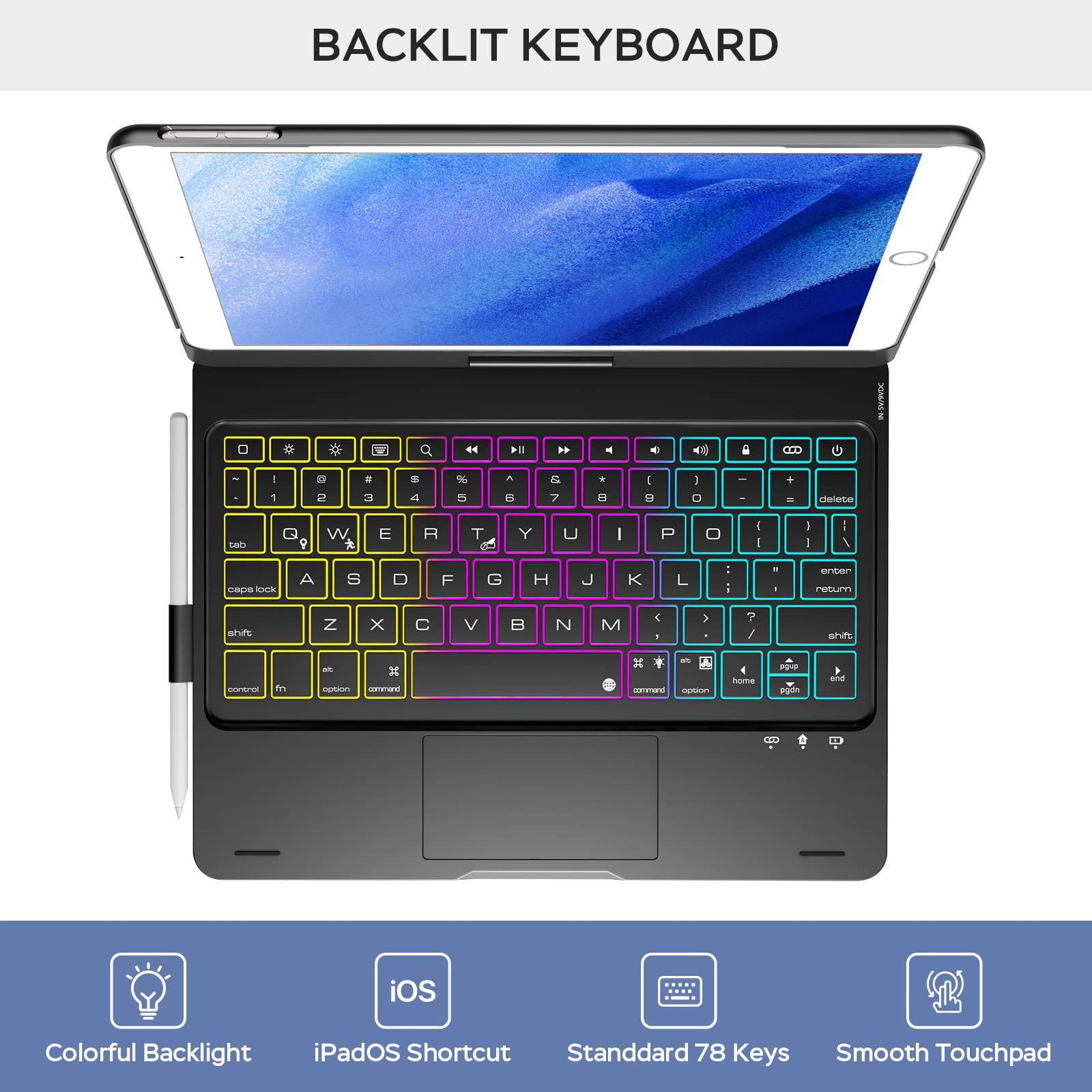 Multi-touch Tablet Keyboard Case, Portable Business Keyboard, Multifunctional Keyboard, Click-anywhere Trackpad, Keyboard with Touchpad, Suitable For iPad 10.2-inch(7/8/9 generation - 2019, 2020, 2021)-10.5 iPad Air3/Pro(2019/2017)