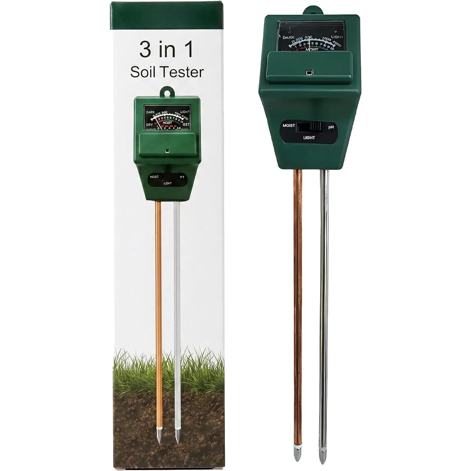Soil Tester for , pH & Light 3-in-1,-Free Analog  Care Meter with Stainless Steel Probe – for Indoor & Outdoor Gardening, Lawn & Garden