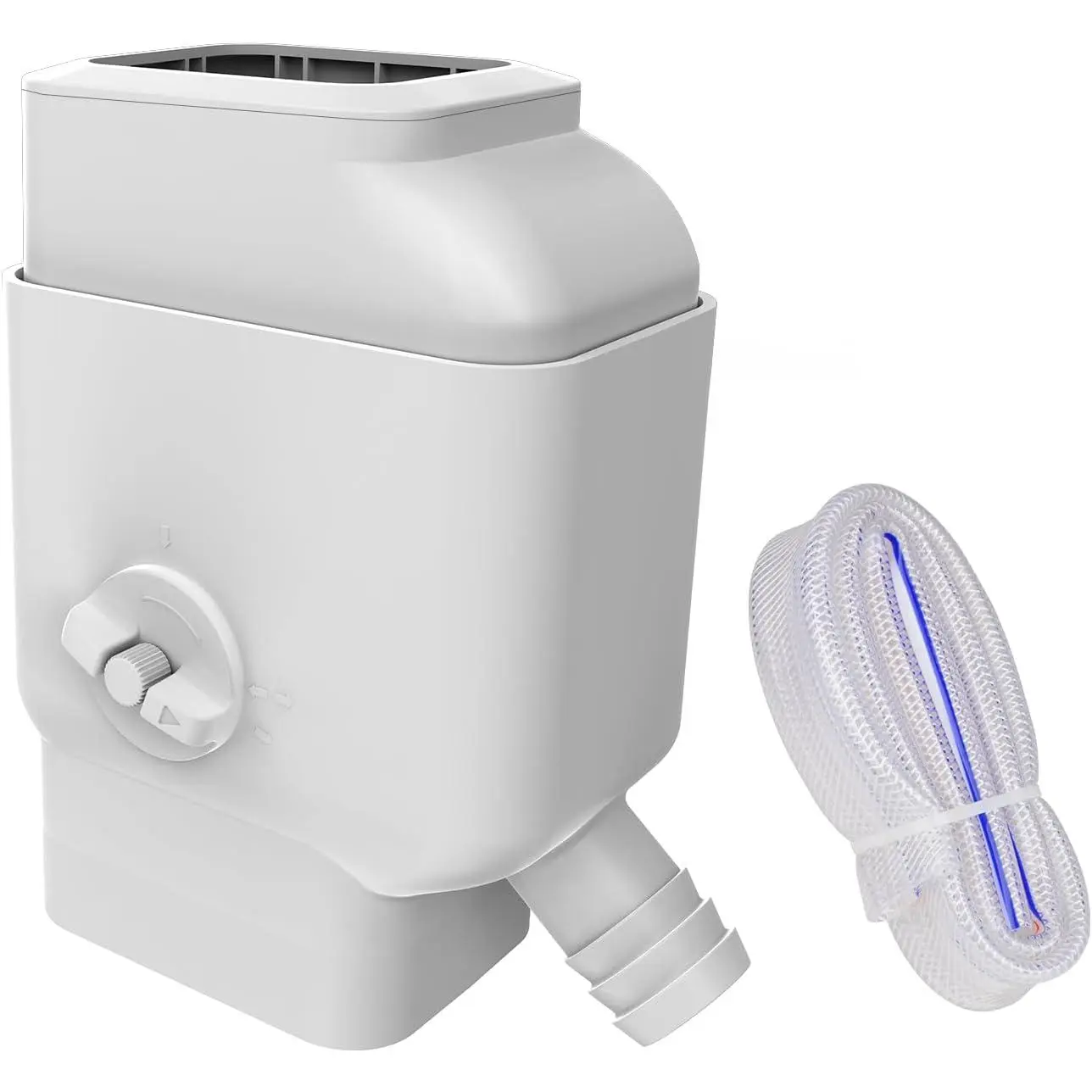 Gutter Downspout Diverter with -in Filter Screen,White | Rainwater Collection System Fits for 2"×3" and 3"×4" Downspout,with Adjustable Valve and 4ft. Hose,Diverts Large Water Flow