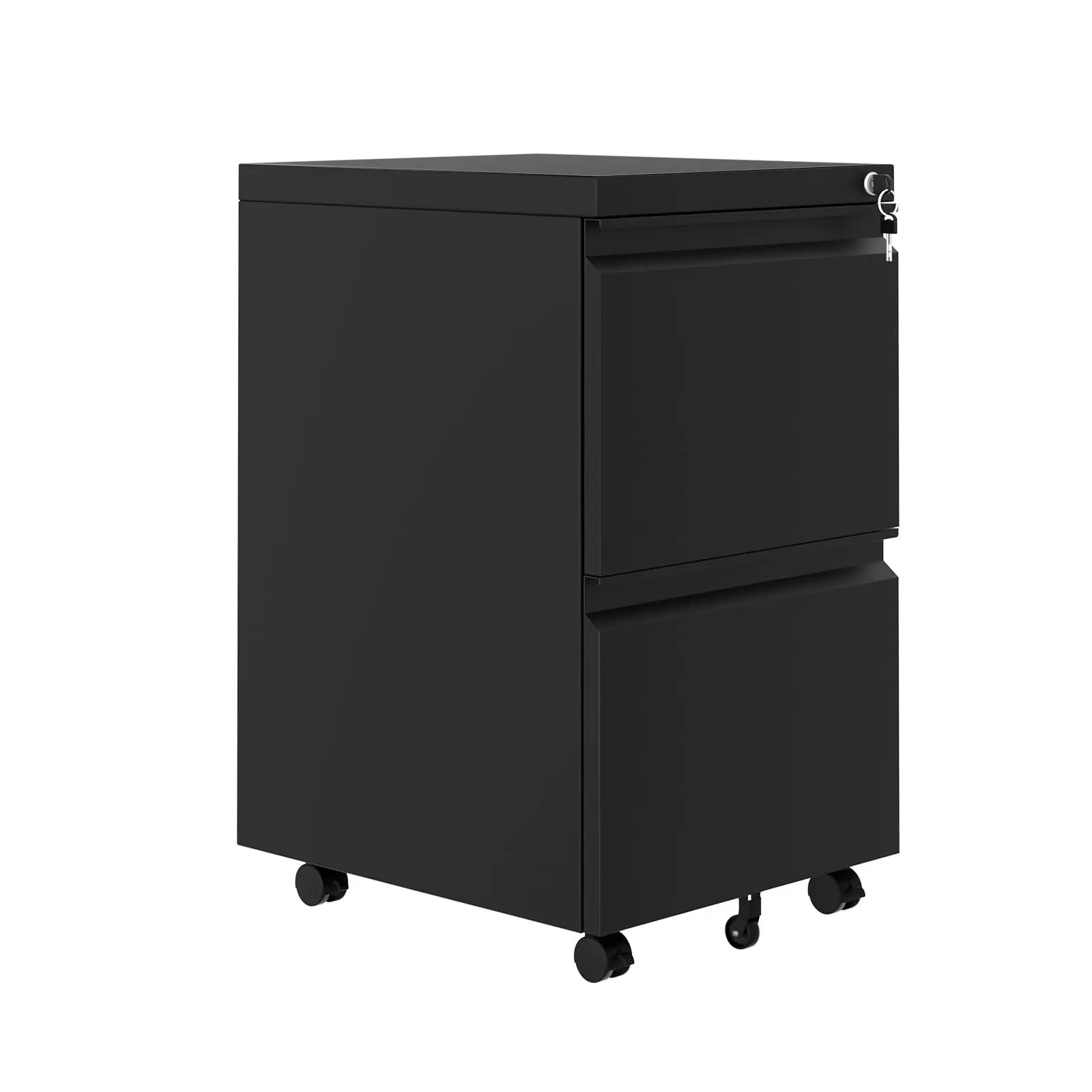 Black 2-Drawer Rolling File Cabinet with Lock, Under Desk Metal Storage Organizer for Legal, A4 & Letter Size Documents, Home Office Mobile Cabinet