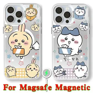 Hot Cute Cartoon C-Chiikawas Magsafe Magnetic Phone Case for iPhone 17 Air 16 15 14 13 12 11 Pro Max Plus  Border Silver Plated Cover