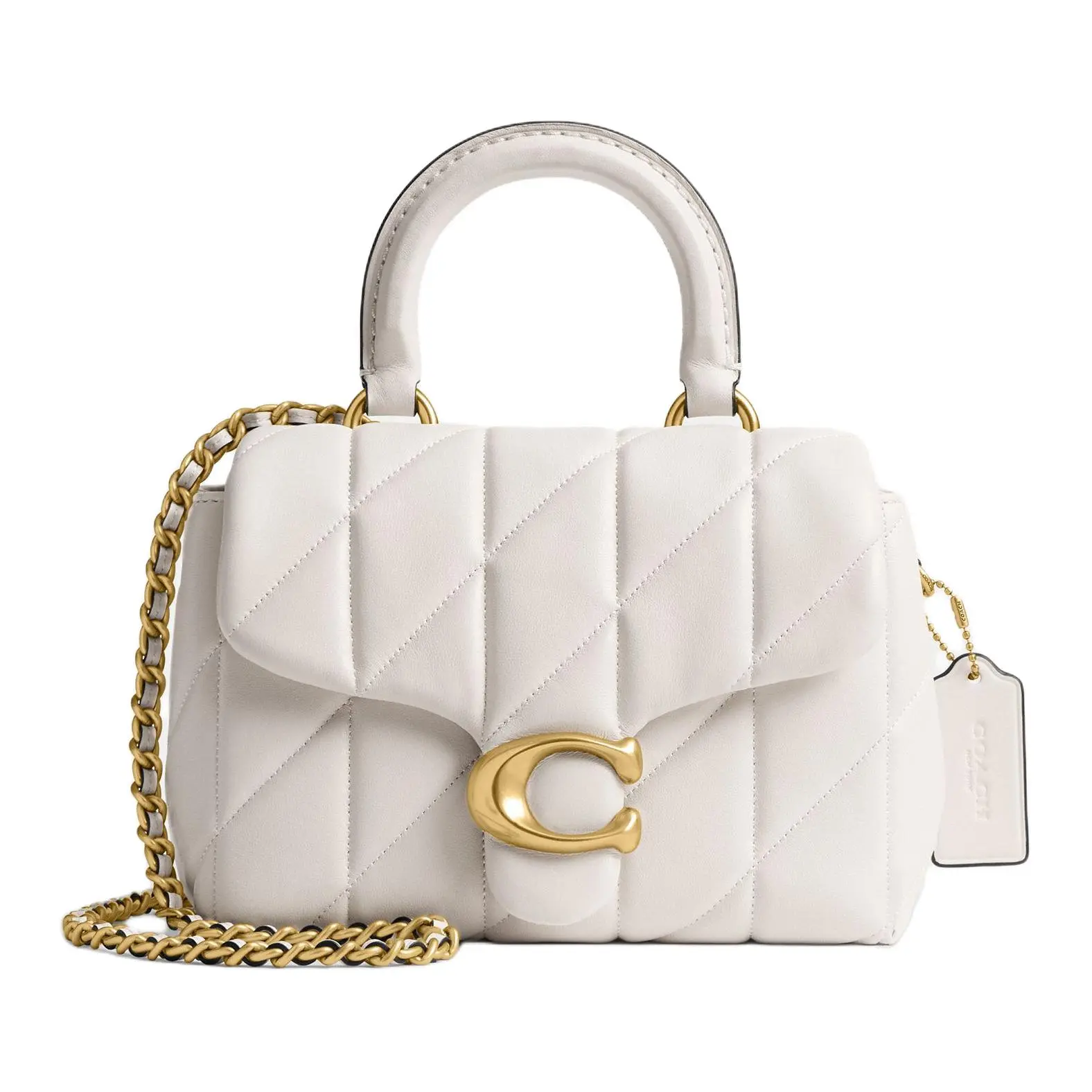COACH Tabby 19 Quilted Satchel Handbag for Women in Chalk White