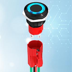 20A 12V Push Button Switch Latching 19MM Pushbutton Switch with 12 Volt Blue Led Waterproof ON Off Switch 20 Amp Heavy Duty for Marine Boat Truck Car Motorcycle