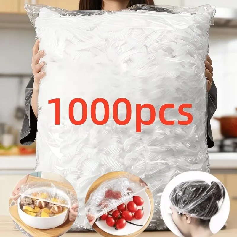 1000 Reusable Elastic Pe Food Covers, Food Grade Pe Film Bags, Transparent Durable Kitchen Storage Lids, Multi-Sized, Versatile Kitchen Organizer