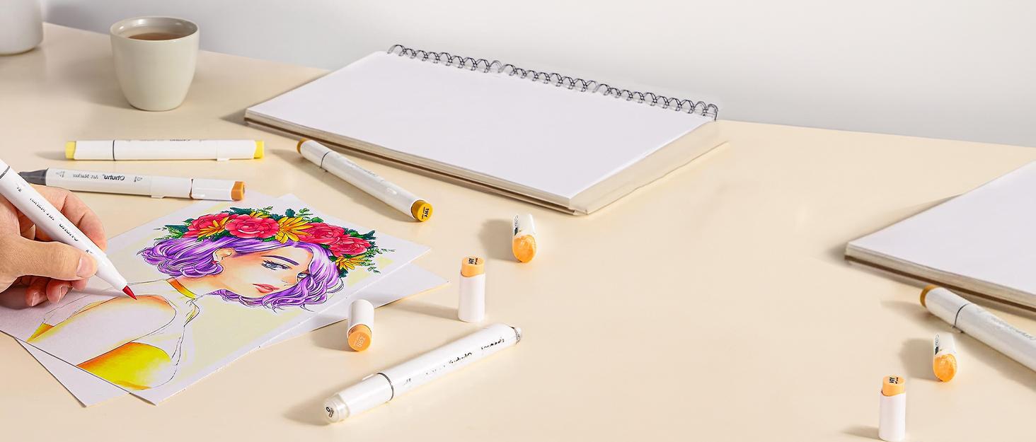 Large Marker Organizer Case for 180 Markers, Marker Storage Bag for Markers, Paint Brushes, Colored Pencils or Other Art Supplies with Dividers and Shoulder Strap (Blue)