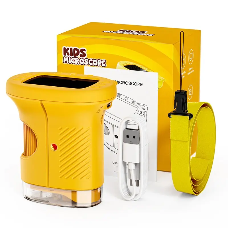 2.4-Inch IPS Screen Handheld Kids Microscope, 1000x Portable Pocket Microscope, Stem Toy Science Kit, Science Teaching Supplies, Gift for Ages 3-12, Christmas/birthday