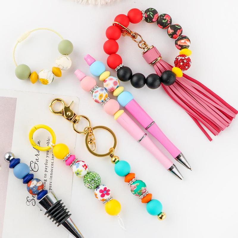 Mixed Sizes Silicone Bead Assortment Kit, 64pcs/box Colorful Beads, DIY Jewelry Making Supplies for Bracelet Necklace Earrings Pendant, Beads Set, Handmade Crafts, Handcraft, DIY Beading Accessories, Beaded Tassel Charms, DIY Galaxy Beads