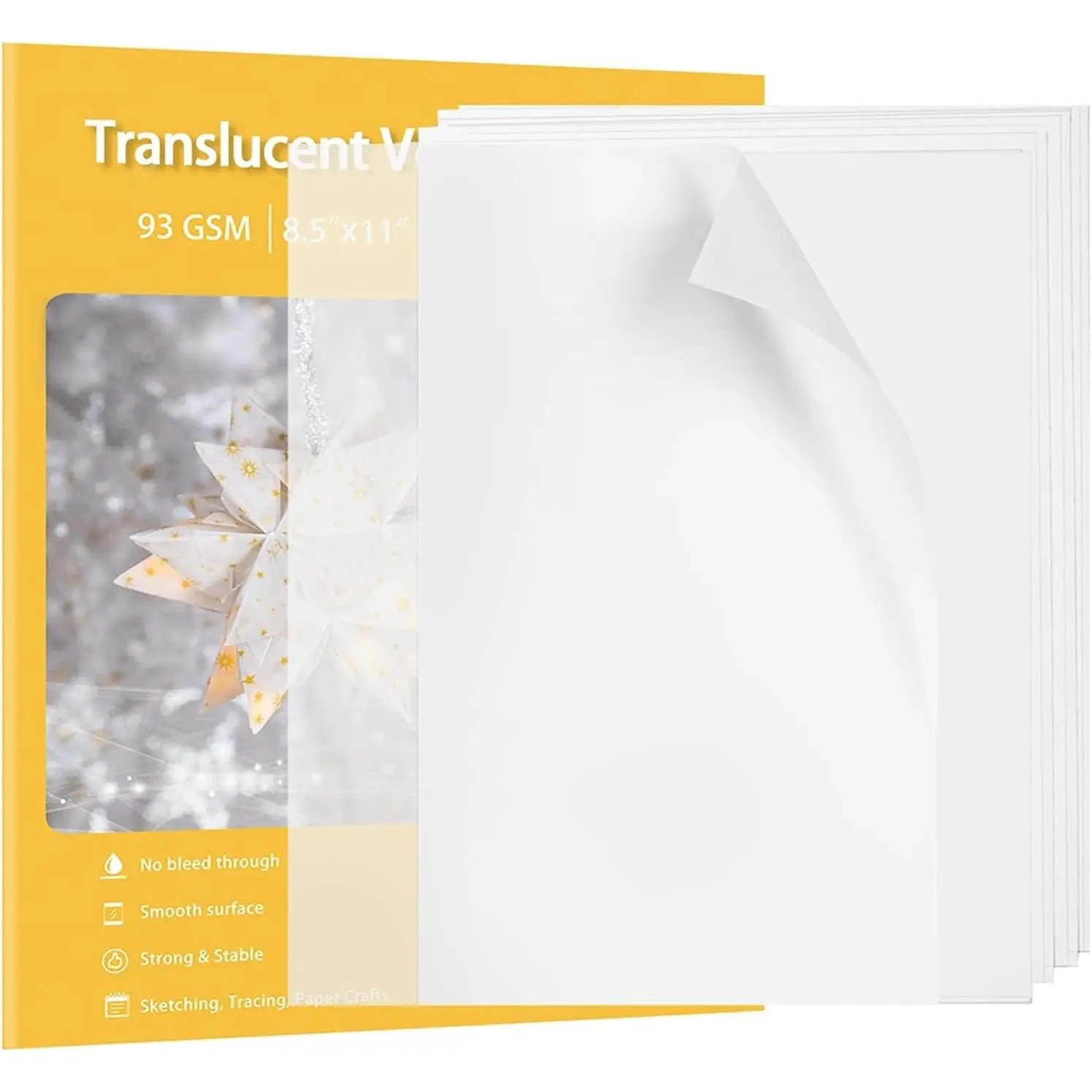 Translucent Vellum Paper 8.5x11 Inches, 50 Sheets Printable Transparent 93GSM/63LBS Vellum Paper for Printing Sketching Tracing Drawing