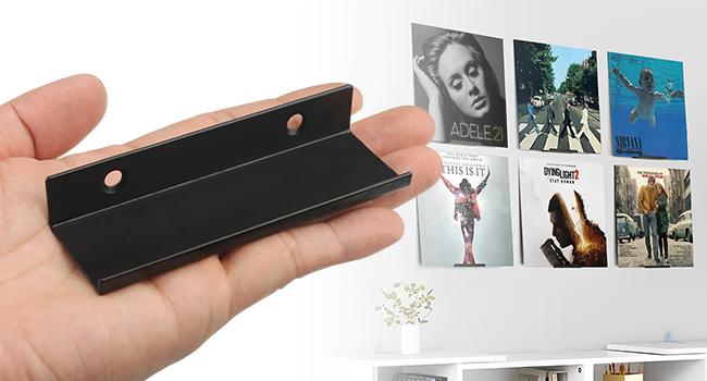 BASIC SUPPLY Vinyl Wall Mount 6 Pack, Black Metal Vinyl Holder Wall Display Shelf Record Wall Mount Stand for Albums LP Minimalist Record Wall Storage Set for CD Display in Office Home