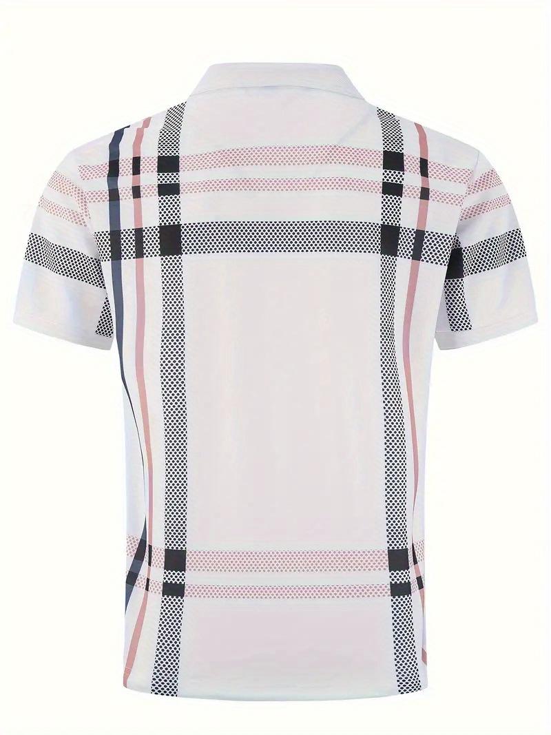 Summer Printed Checks Men's Casual Polo Collar Polo Shirt Menswear Top