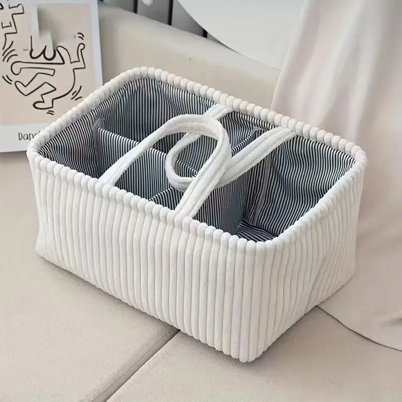 Parent Bag with Compartments, Large Capacity Multifunctional Storage Basket, Diaper Organizer for Clothes, Toys & Essentials