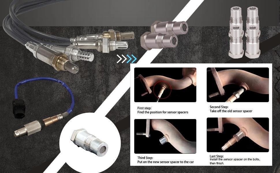 Oxygen Sensor Filter Adapter - New Stainless Steel Extension Pipe Fitting - Car Extension Screw