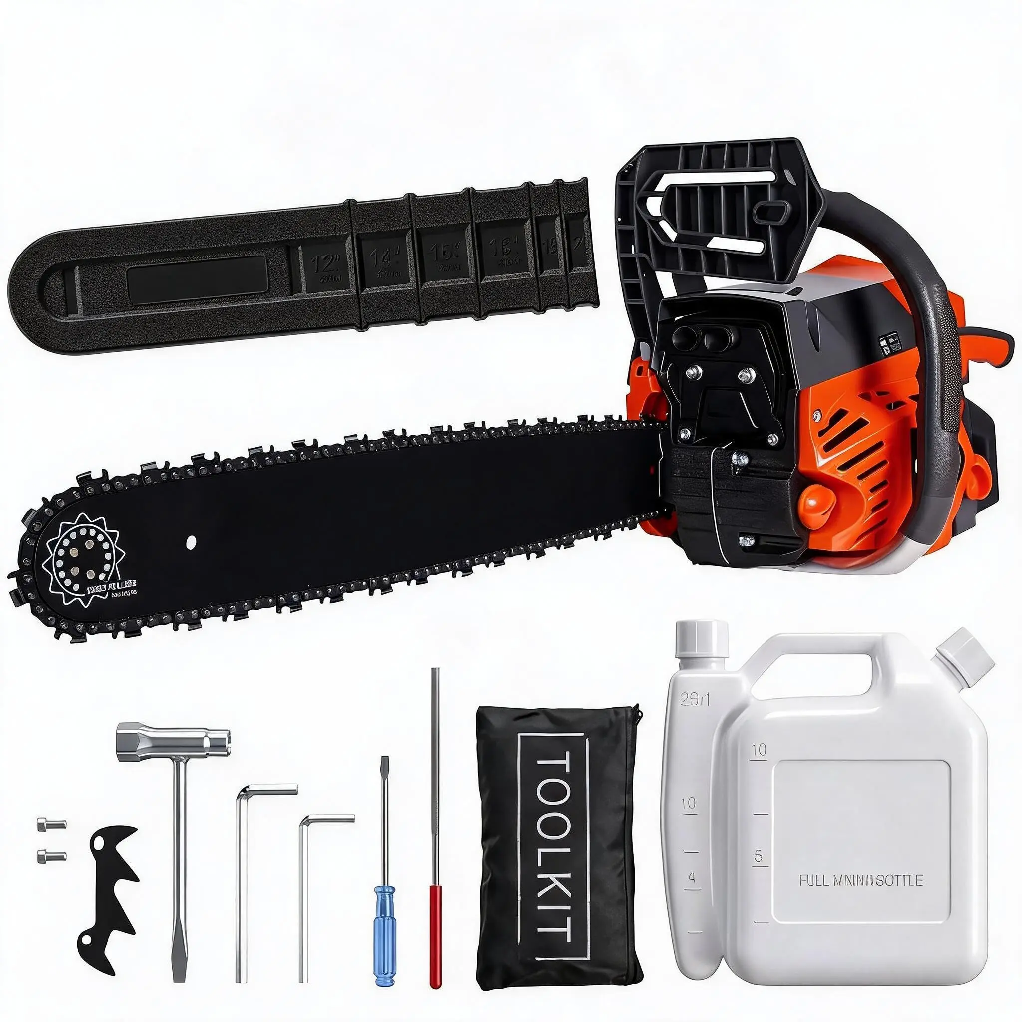 GARVEE 20Inch 58cc Gas Powered Chain Saw With Tool Set,2 Stroke Engine,2.4kw Enginepower Handheld Chainsaw,Gas Chainsaw With Ergonomic Non-Slip Handle And Dual Fuel Tanks For Wood Cutting,Red