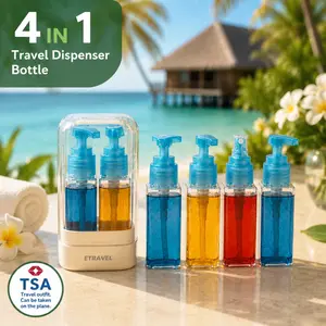 4-in-1 Travel Dispenser Bottle| TSA Approved 3-1-1 Carry-on Ready| Leak-Proof Space Saver