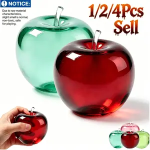 Apple Anxiety Squishy Toys - 4 Colors Maltose Squishy Gloss Semi-Transparent Silicone, Slow Rising Fidget Stress Ball, Cute Moldable Squeeze Sensory Toy, Easter Hallowen  Gift（1/2/4Pcs）.