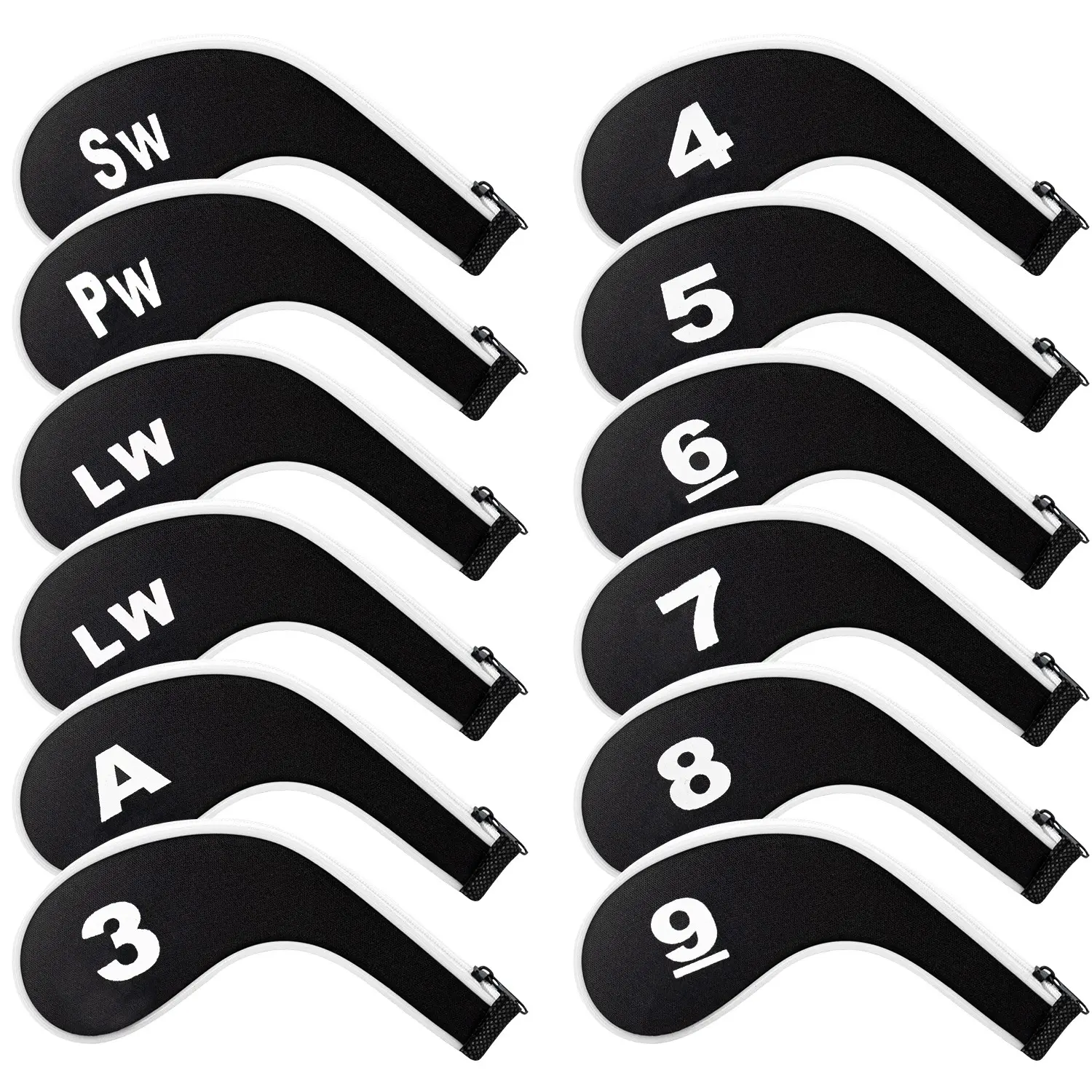 12pcs Golf Iron Club Head Covers, Long Neck Design with Zipper, Durable Protective Covers, Universal Fit for Most Golf Irons