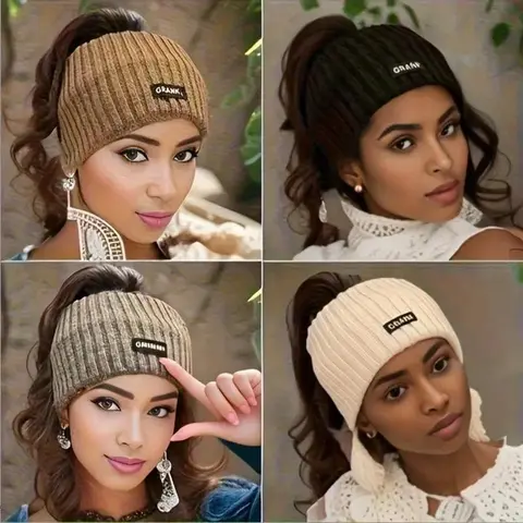 4-Pack Women's Ribbed Knit Winter Headbands Set (Assorted Colors) - Stretchy Ponytail Ear Warmer Headwrap, Soft Warm Hair Band for Cold Weather Daily Wear