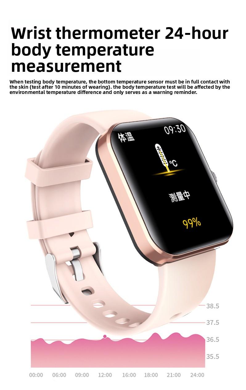 F57L Smart Watch Sports Bracelet Heart Rate Blood Pressure Monitor Body Temperature Sleep Measurement Step Counting Fitness Tracker IP68 Waterproof Smartwatch for Men Women