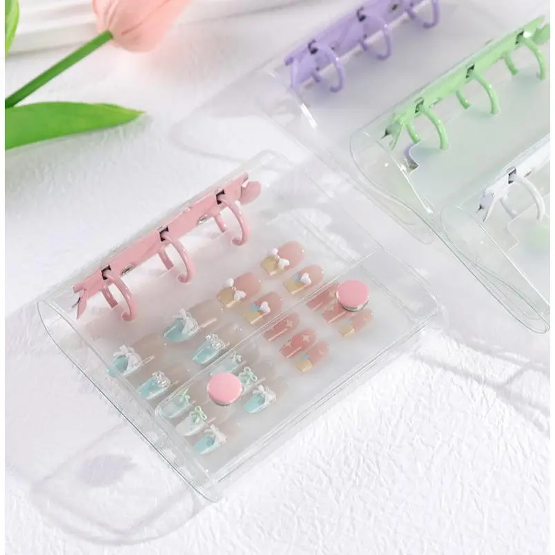 A8 Nail Art Storage Binder, Clear Cover Refillable 3 Ring Organizer Book for Nail Tips, Nail Stickers, Swatches & DIY Beauty Supplies