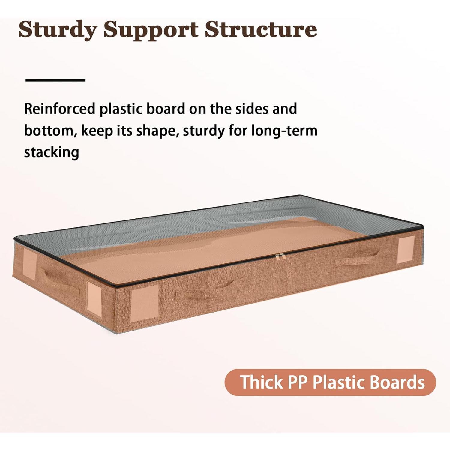 2 Pack Under Bed Storage Containers, 4.5" Low Profile Underbed Storage Bins with Sturdy Support, Stackable Space Saving Organizer with 4 Handles & Label Windows for Shoes Clothes Blankets 2 Pack Under Bed Storage Containers, 4.5" Low Profile Underbed Storage Bins with Sturdy Support, Stackable Space Saving Organizer with 4 Handles & Label Windows for Shoes Clothes Blankets