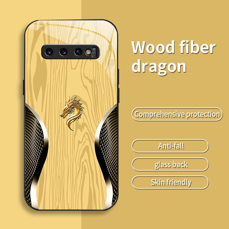 Suitable for [Galaxy S10 Plus] Personality, simple, luxurious, split dragon pattern, creative, business, high-end, drop-proof glass mobile phone case, affordable, drop-proof, anti-fingerprint-888