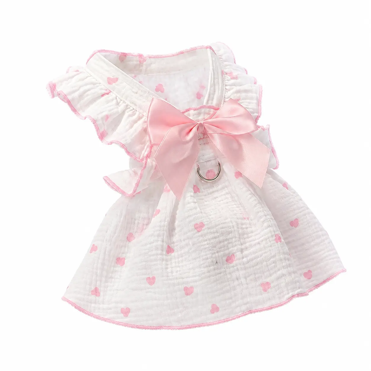 Soft Breathable Cotton Pet Dress Featuring Adorable Heart Patterns – Lightweight Summer Outfit for Small Dogs and Cats, Machine Washable, Comfort-Fit Design with Adjustable Neckline and Stretchy Hem