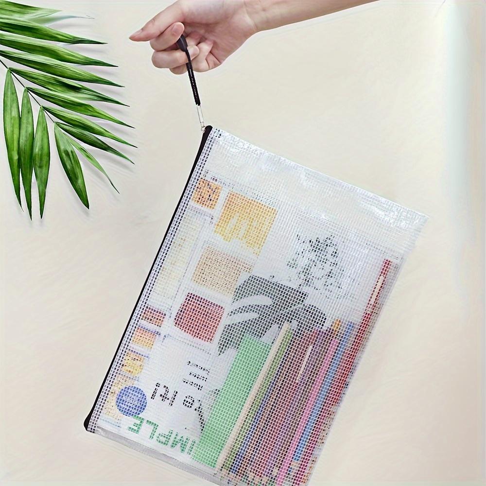 A4 Paper Mesh Zipper Pouch, 8 Counts/set Waterproof Zipper File Paper Stationery Bag, File Storage Bag for School Office Dormitory Home Outdoor, Paper Organizers