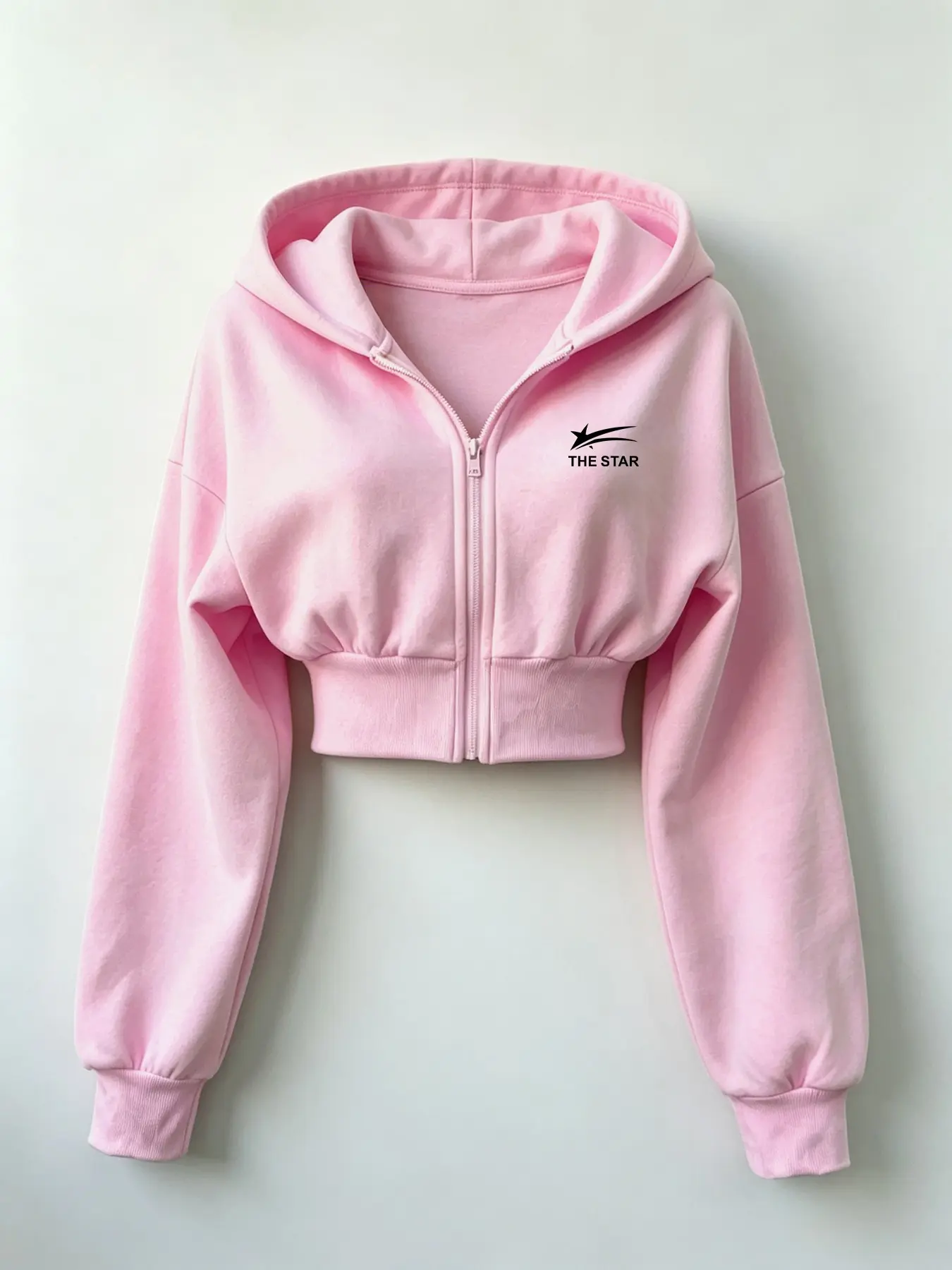 Women's Y2K Style Short Zipper Hoodie, Casual Loose Fit Sweatshirt, High Waist Design, All-Season Fashion, Comfortable and Stylish