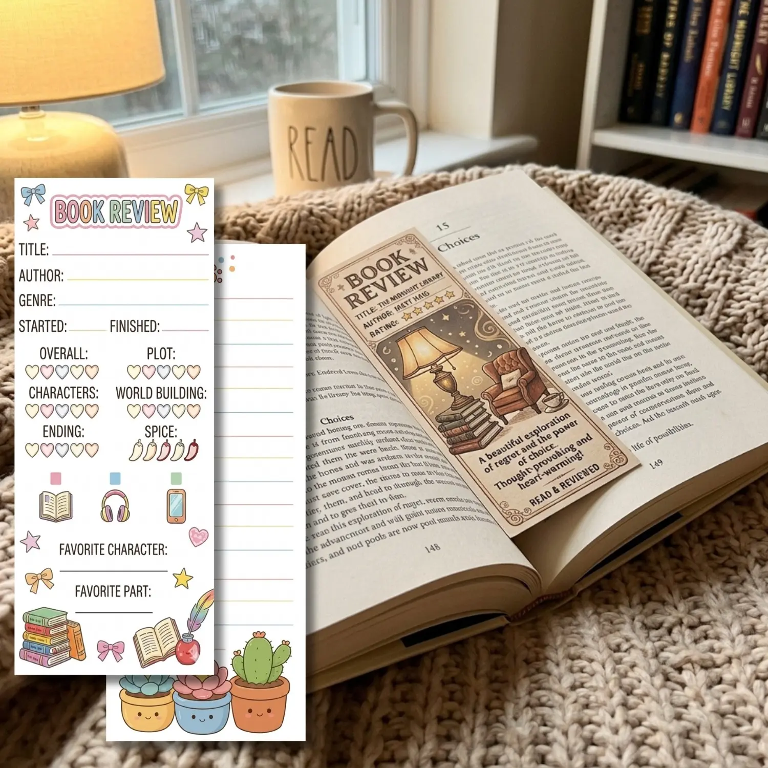 Double Sided Book Tracker Bookmarks for Reading Lovers Cute Succulent Design Reading Log Cards 300GSM Heavy Cardstock No Bleed Smudge Proof Book Review Notes Bookmarks for Avid Readers Book Club Gifts Cute Stationery 40 80 Pack