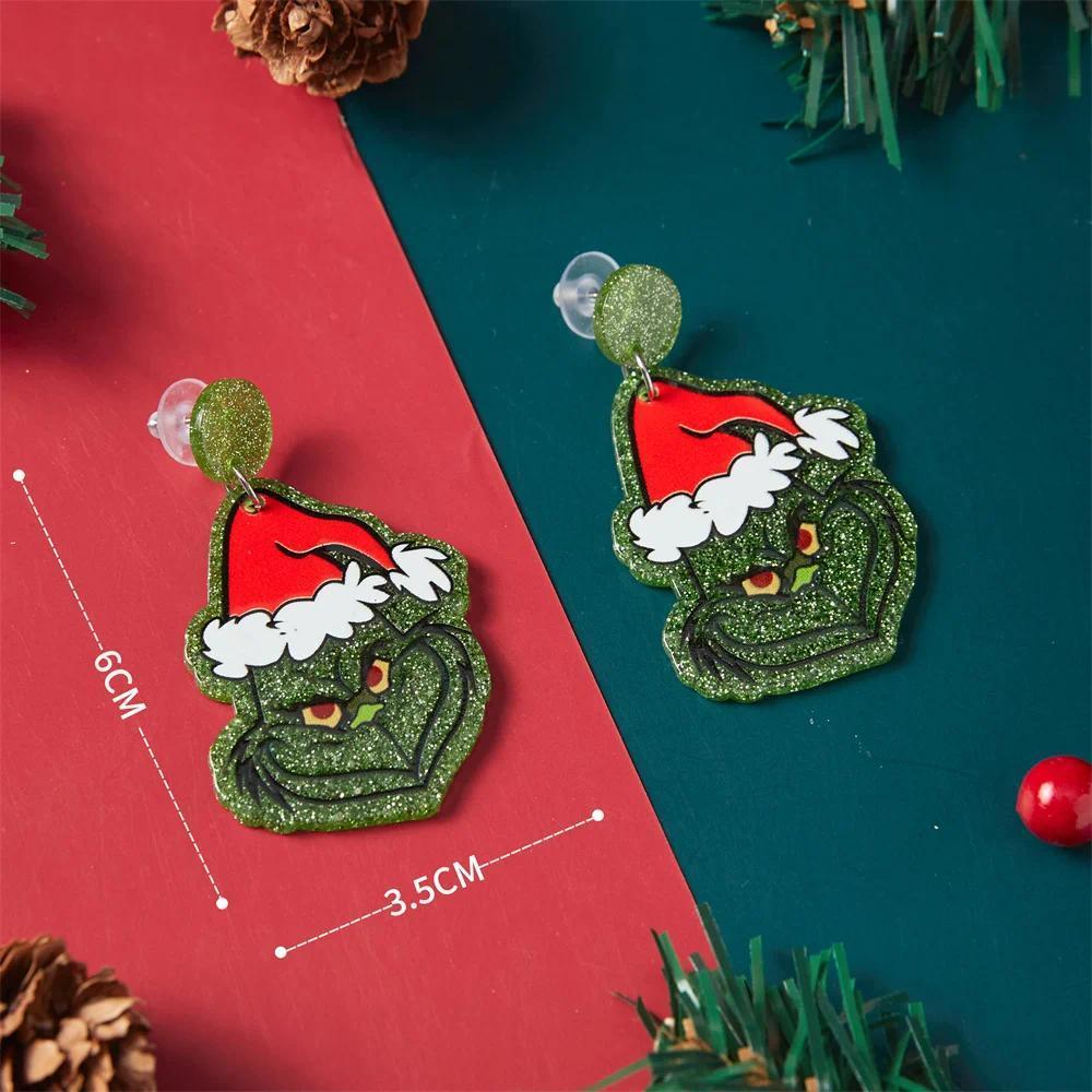 2026 Christmas Earrings Classic Cartoon Series Metal Acrylic Drop Earring for Woman Girl New Year Christmas Party Gift
