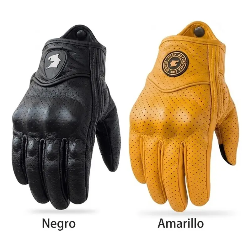 RODEWILL Unisex Retro Motorcycle Gloves - All-Season Goatskin Protective Gear, Fleece-Lined, Waterproof, Touchscreen-Compatible, Reinforced Palm & Wrist