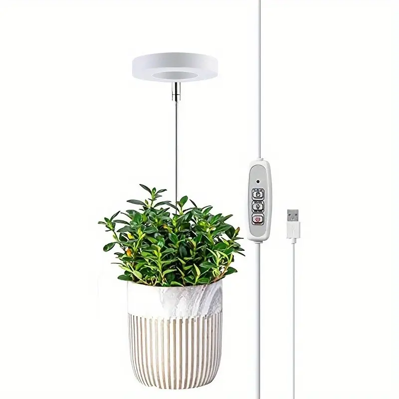 LED Full Spectrum Plant Light, USB Angel Ring, Adjustable Brightness, Timer Switch, Ideal for Small Plants, Promotes Flower Growth
