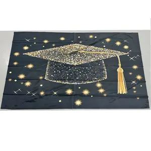 Graduation Party Banner, Polyester Fiber Photography Backdrop, Decorative Wall Hanging for Classroom Living Room Bedroom, No Power Needed, Graduation Party Decorations, Party Decorations Banners, Photo Backdrops