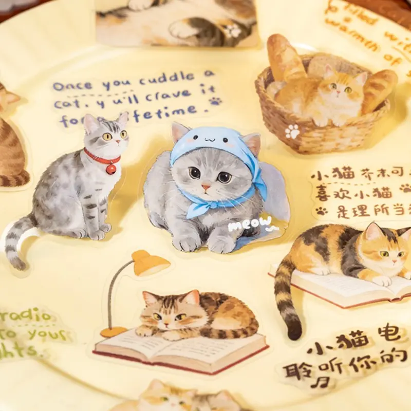 Cute Cat Diary Pet Sticker Pack 30 Pieces 4 Designs M, Adorable Animal Themed Decorative Stickers for Kids & Pets, Perfect Gift Idea
