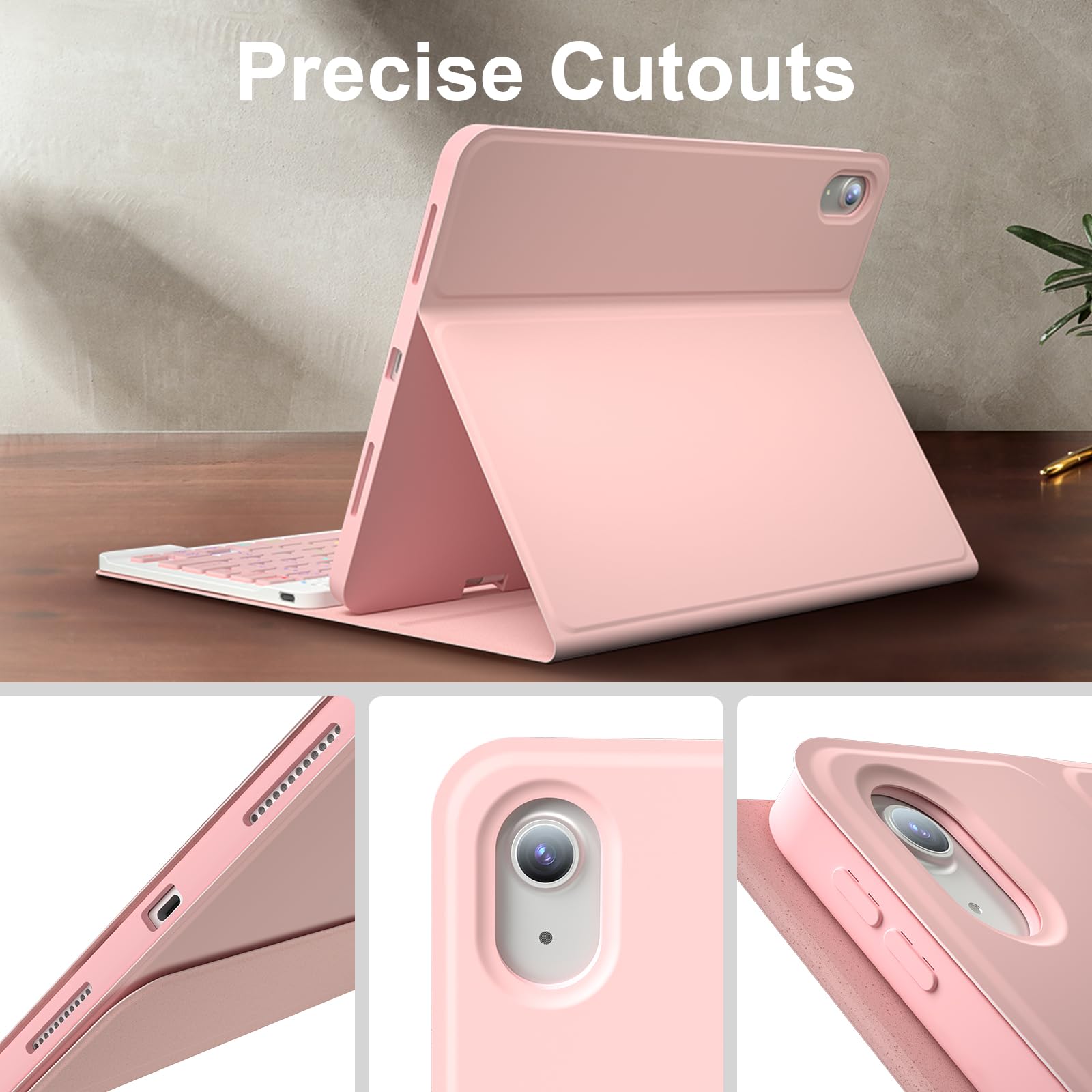 Ipad 11th 10th Generation Case With 10.9 Inch 2022 Detachable Wireless 7colors Backlight Pencil Holder For And Magnetic Disc Universal Stylus Pen Gen Pink